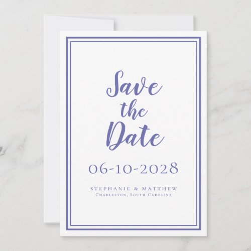 Periwinkle Blue Wedding Minimalistic Save The Date