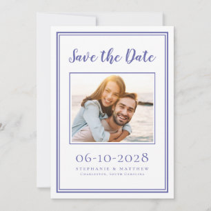 Periwinkle Blue Wedding Photo Engagement Modern Save The Date