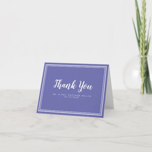 Periwinkle Blue Wedding Simple Elegant Minimalist Thank You Card