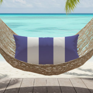 Periwinkle Blue White Cabana Stripes Outdoor Lumbar Pillow