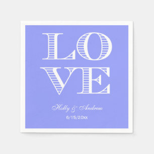 Periwinkle Blue, White LOVE Napkins