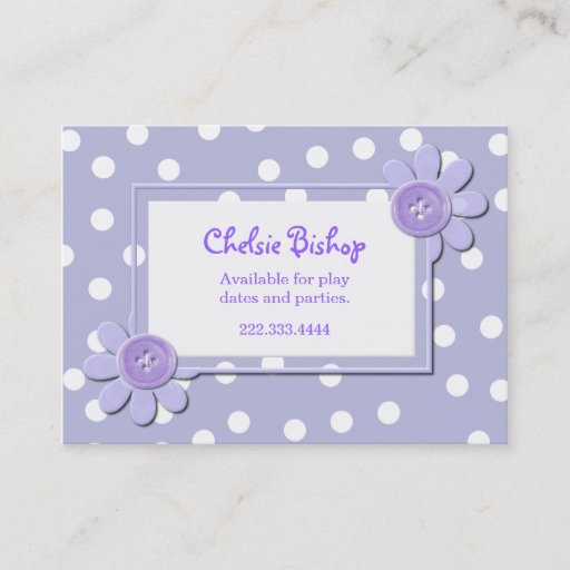 Customizable Periwinkle Blue &amp; White Polka Dots Play date card Business Card Templates