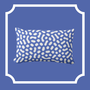 Periwinkle Blue with White Jelly Bean like shapes Lumbar Pillow