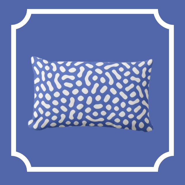 Periwinkle Blue with White Jelly Bean like shapes Lumbar Pillow (Creator Uploaded)
