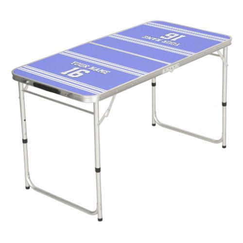 Periwinkle Blue with White Stripes Sports Jersey Beer Pong Table