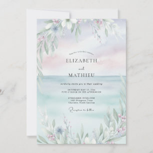 Periwinkle Blush Painted Wedding Invitation