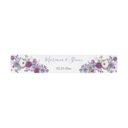 Periwinkle Blush Watercolor Floral Wedding Invitation Belly Band