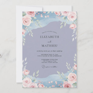 Periwinkle Blush Wildflower Wedding Invitation