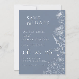 Periwinkle Botanical Minimal Wedding Save the Date