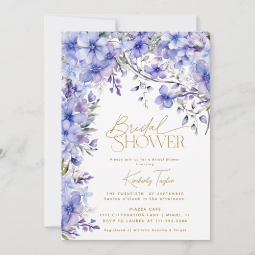 Periwinkle Bridal Shower Blue Elegant Invitation