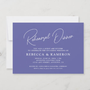 Periwinkle Budget Script Rehearsal Dinner Invitation
