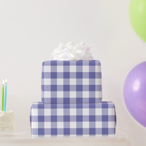 Periwinkle Buffalo Check Gingham Plaid Pattern Wrapping Paper