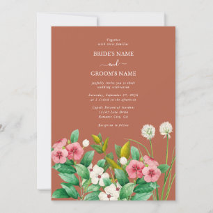 Periwinkle Burnt Orange Terracotta Wedding Invitation