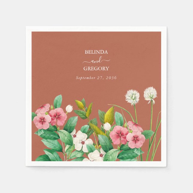 Periwinkle Burnt Orange Terracotta Wedding Napkins (Front)