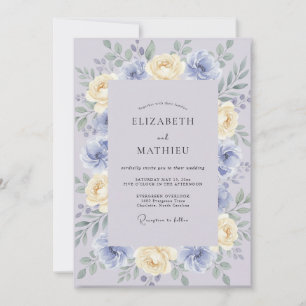 Periwinkle Butter Peony Wedding Invitation