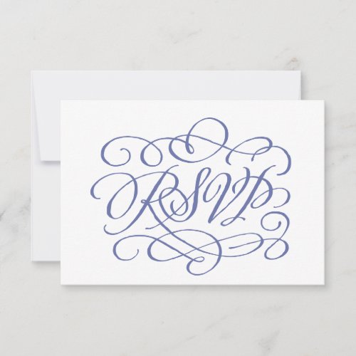 Periwinkle Calligraphy Wedding Meals RSVP Card