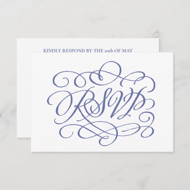 Periwinkle Calligraphy Wedding Meals RSVP Card (Front/Back)