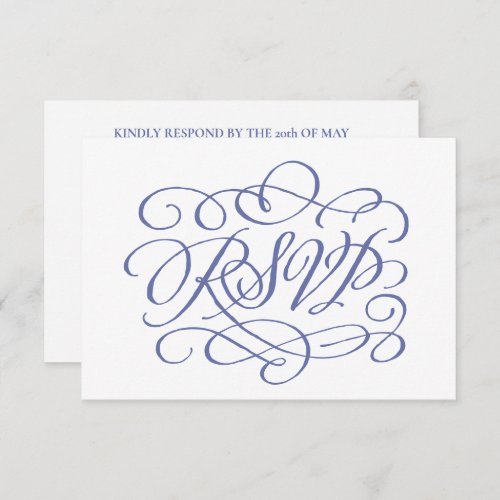 Periwinkle Calligraphy Wedding Meals RSVP Card