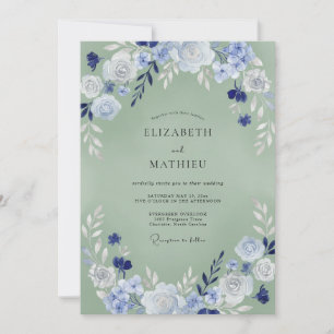 Periwinkle Celadon Painted Wedding Invitation