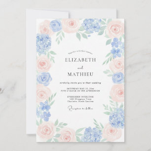 Periwinkle Champagne Garland Wedding Invitation