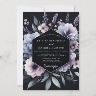 Periwinkle Chiaroscuro Bloom Wedding Invitation