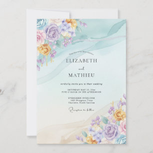 Periwinkle Citrine Petal Wedding Invitation