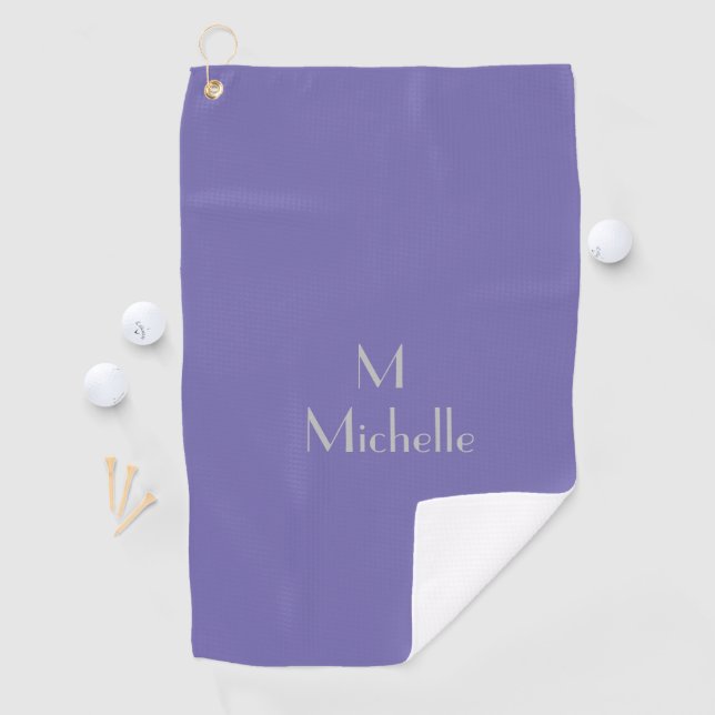 Periwinkle color - add monogram& name golf towel (InSitu)