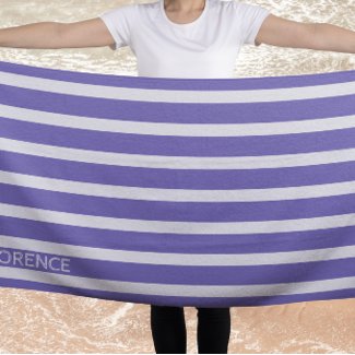 Periwinkle color  cabana stripes  -  beach towel
