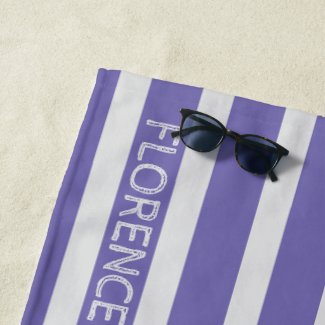 Periwinkle color  cabana stripes  -  beach towel