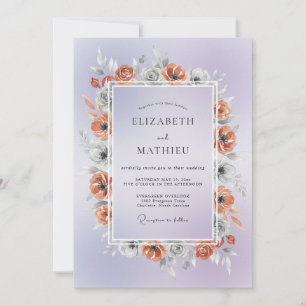 Periwinkle Copper Poppy Wedding Invitation