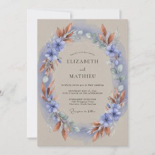 Periwinkle Copper Wreath Wedding Invitation