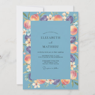 Periwinkle Coral Petal Wedding Invitation