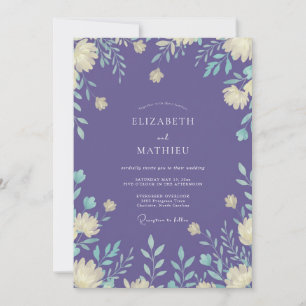 Periwinkle Cream Foliage Eucalyptus Wedding Invitation