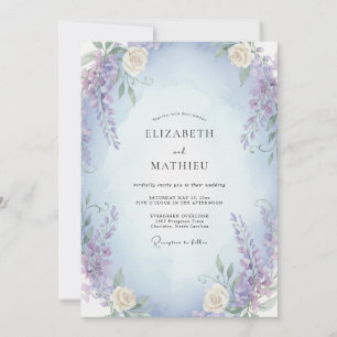 Periwinkle Cream Wisteria Wedding Invitation
