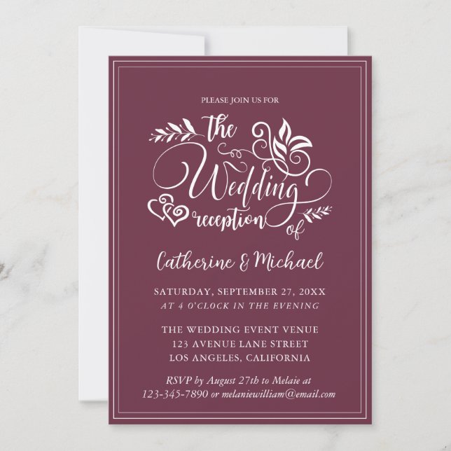 Periwinkle Decorative Wedding Calligraphy  Invitation (Front)