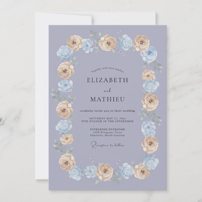 Periwinkle Dreamy Spring Wedding Invitation (Front)