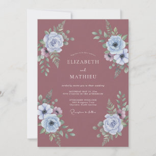 Periwinkle Dusty Clay Bloom Wedding Invitation