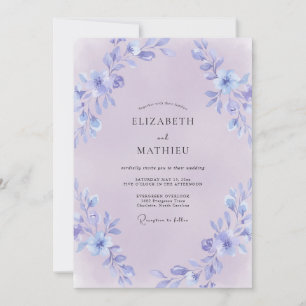Periwinkle Dusty Lilac Painted Wedding Invitation