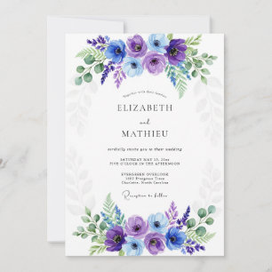 Periwinkle Elegant Spring Wedding Invitation