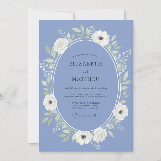 Periwinkle Ethereal Floral Wedding Invitation (Front)