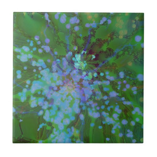 Periwinkle Explosion Holographic Abstract Art  Ceramic Tile