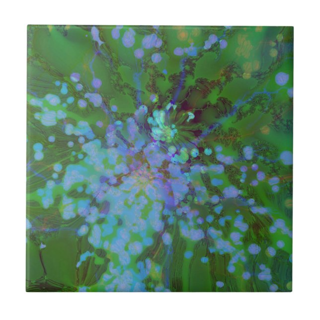 Periwinkle Explosion Holographic Abstract Art  Ceramic Tile (Front)