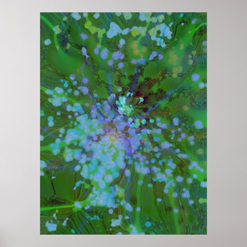 Periwinkle Explosion Holographic Abstract Art   Poster