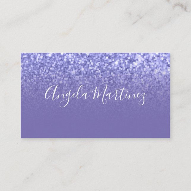 Periwinkle Faux Glitter Ombre Glam Business Card (Front)