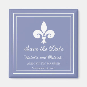 Periwinkle Fleur de Lis Save the Date Magnet