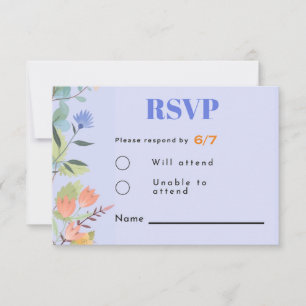 Periwinkle floral 3.5" x 5" Response Card