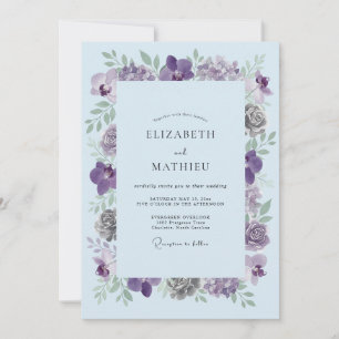 Periwinkle Floral Blooms Wedding Invitation