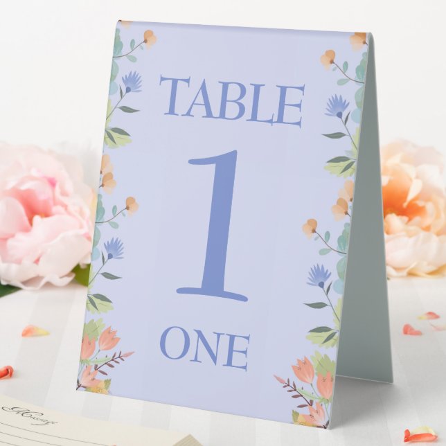 Periwinkle Floral Customizable  Table Tent (In SItu (Wedding))