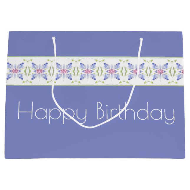 Periwinkle Floral Modern Large Gift Bag (Front)