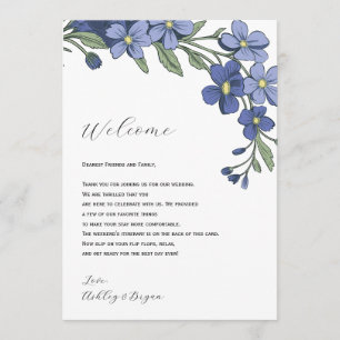 Periwinkle Floral Wedding Welcome Letter Itinerary Program